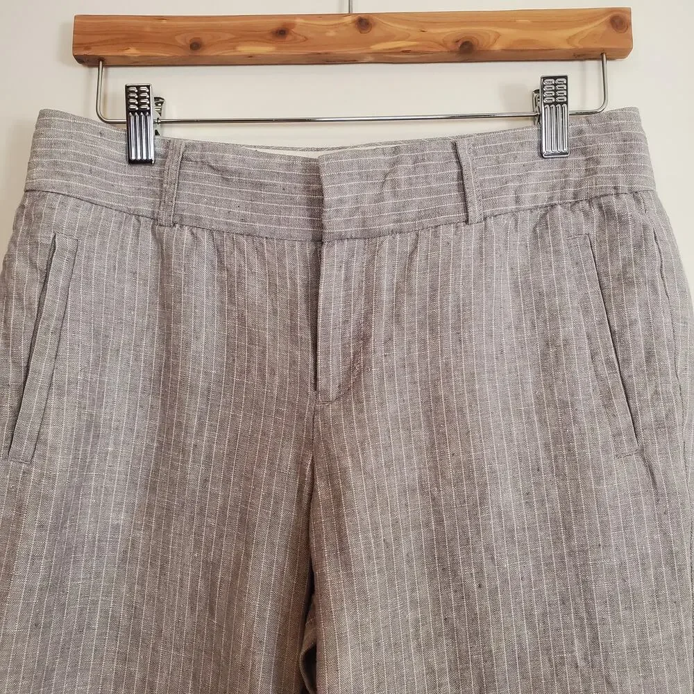 Banana Republic The Martin Fit Pinstriped Linen Trouser Gray 4P